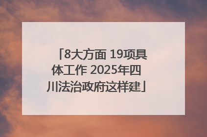 8大方面 19项具体工作 2025年四川法治政府这样建