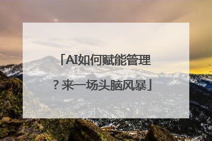 AI如何赋能管理？来一场头脑风暴